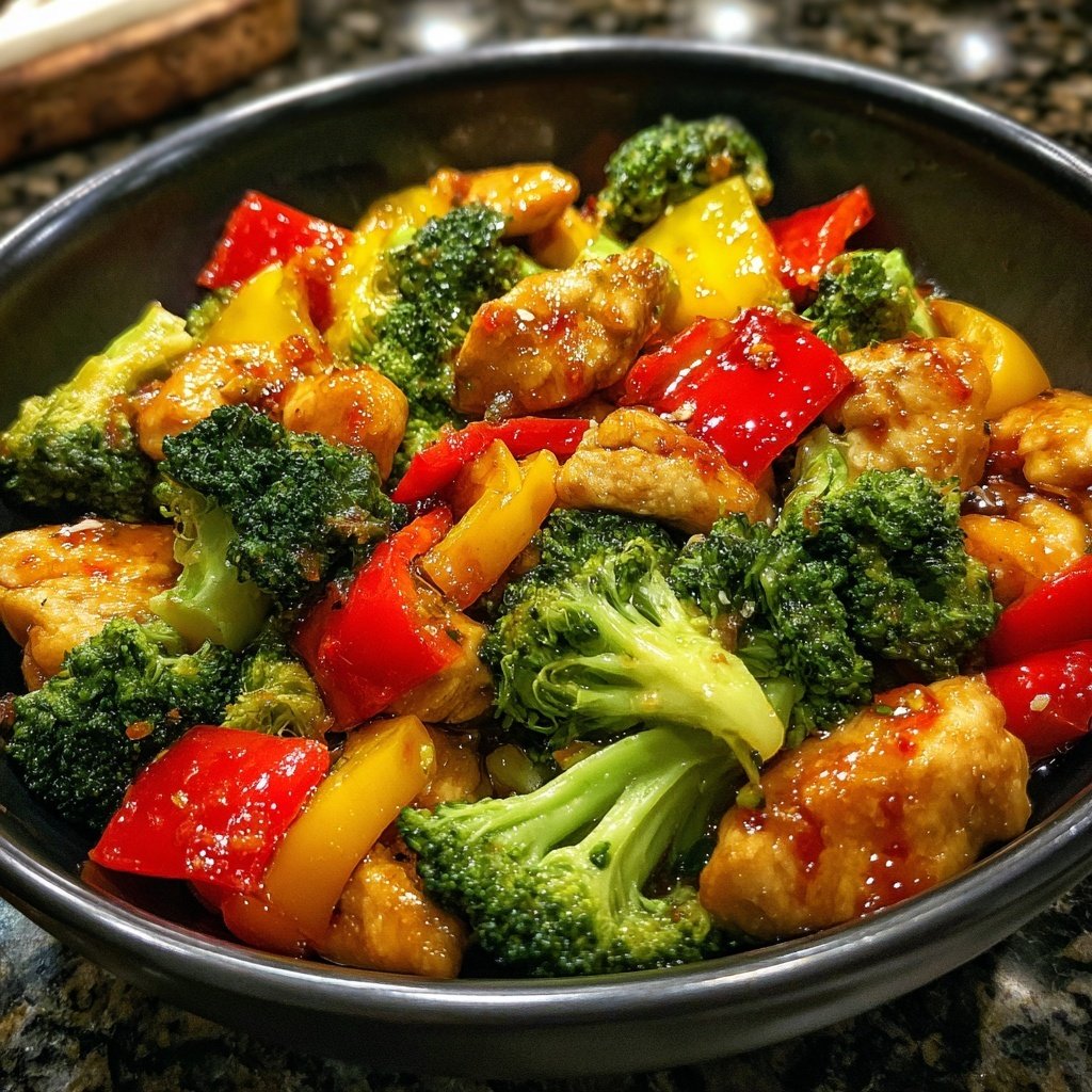 Kalorienarme Hähnchenpfanne Mit Brokkoli Und Paprika