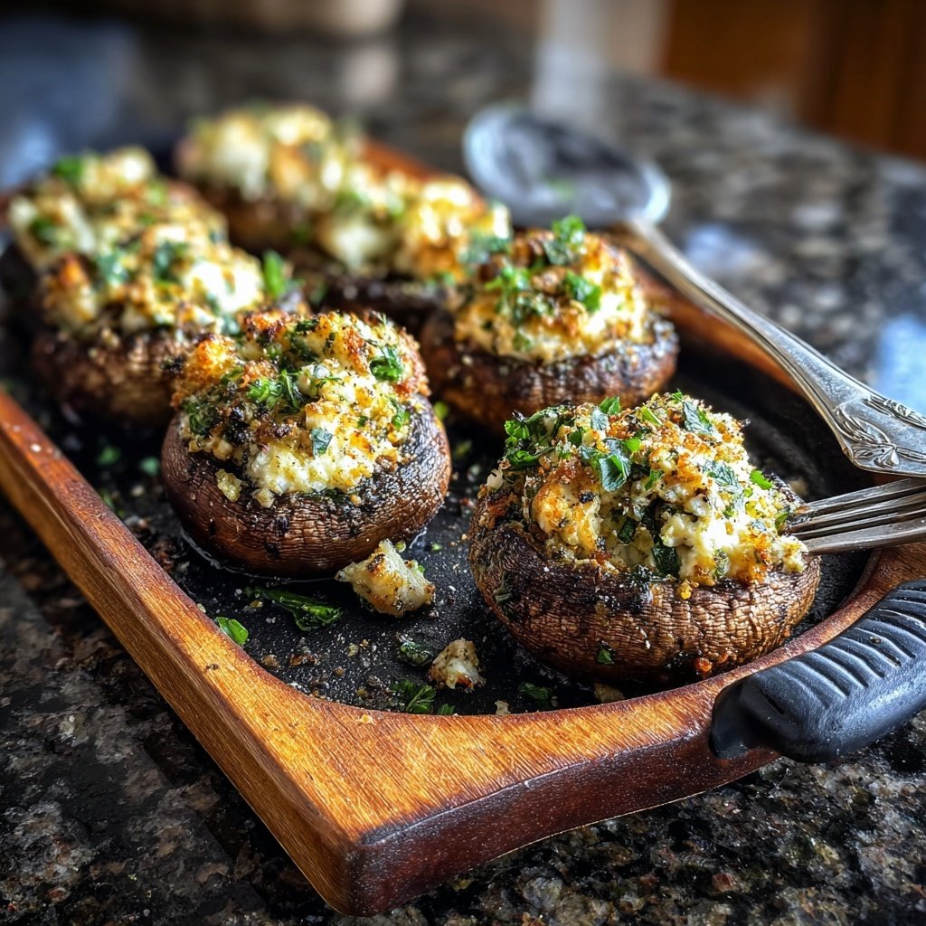 Gegrillte Champignons Mit Kräuter Füllung