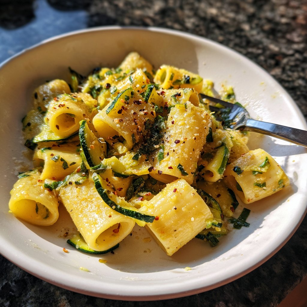 Rigatoni mit Zucchini und Kräutern