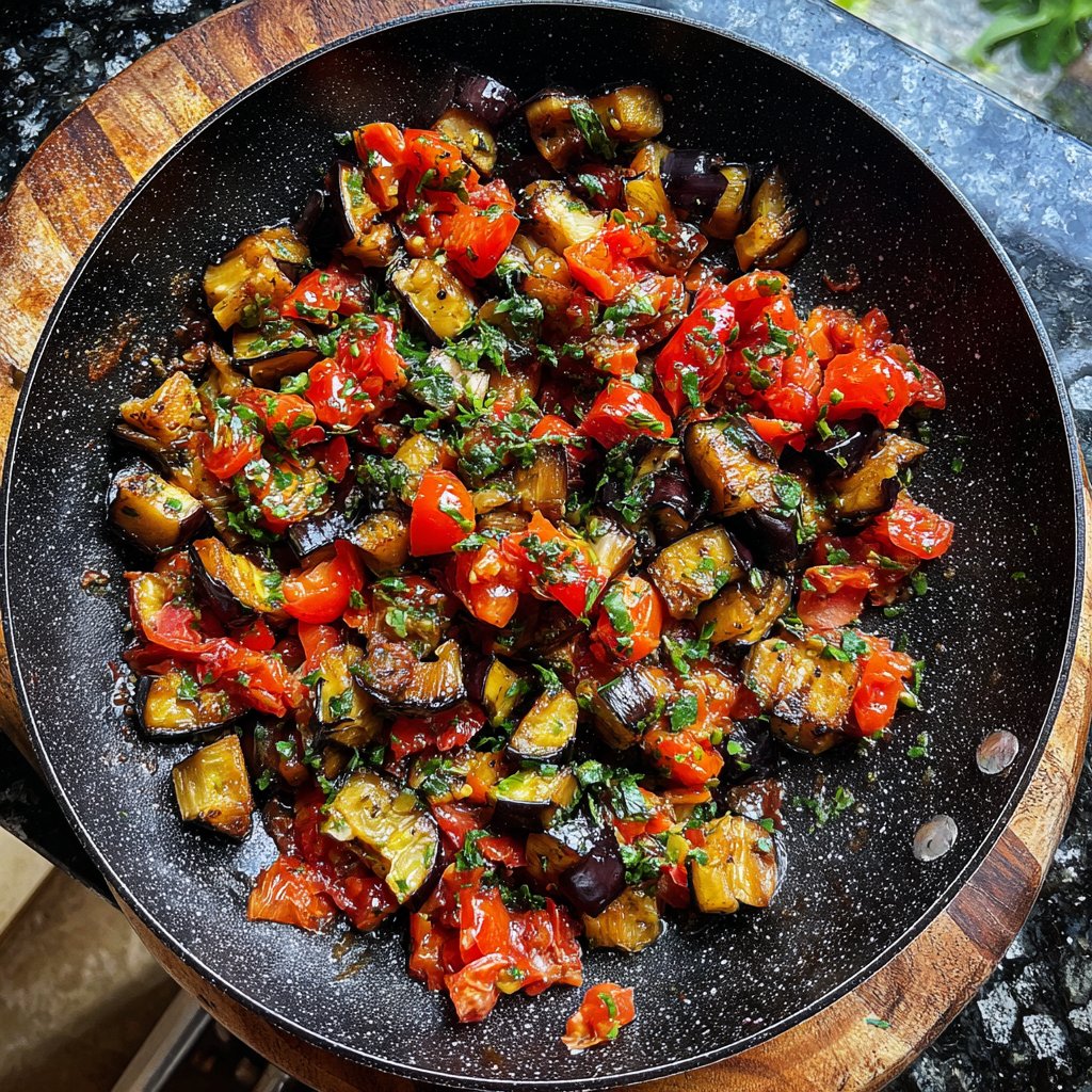 Auberginenpfanne leicht und frisch