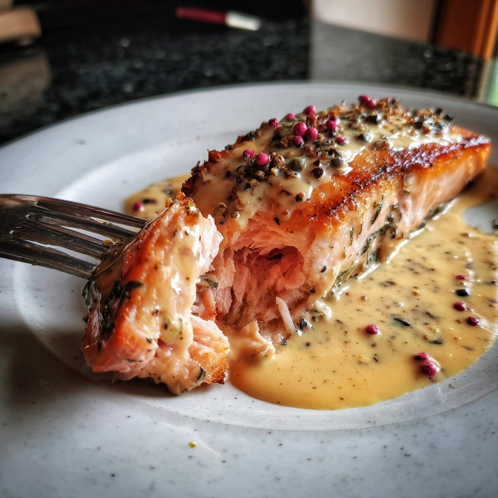 Lachs mit rosa Pfeffersauce