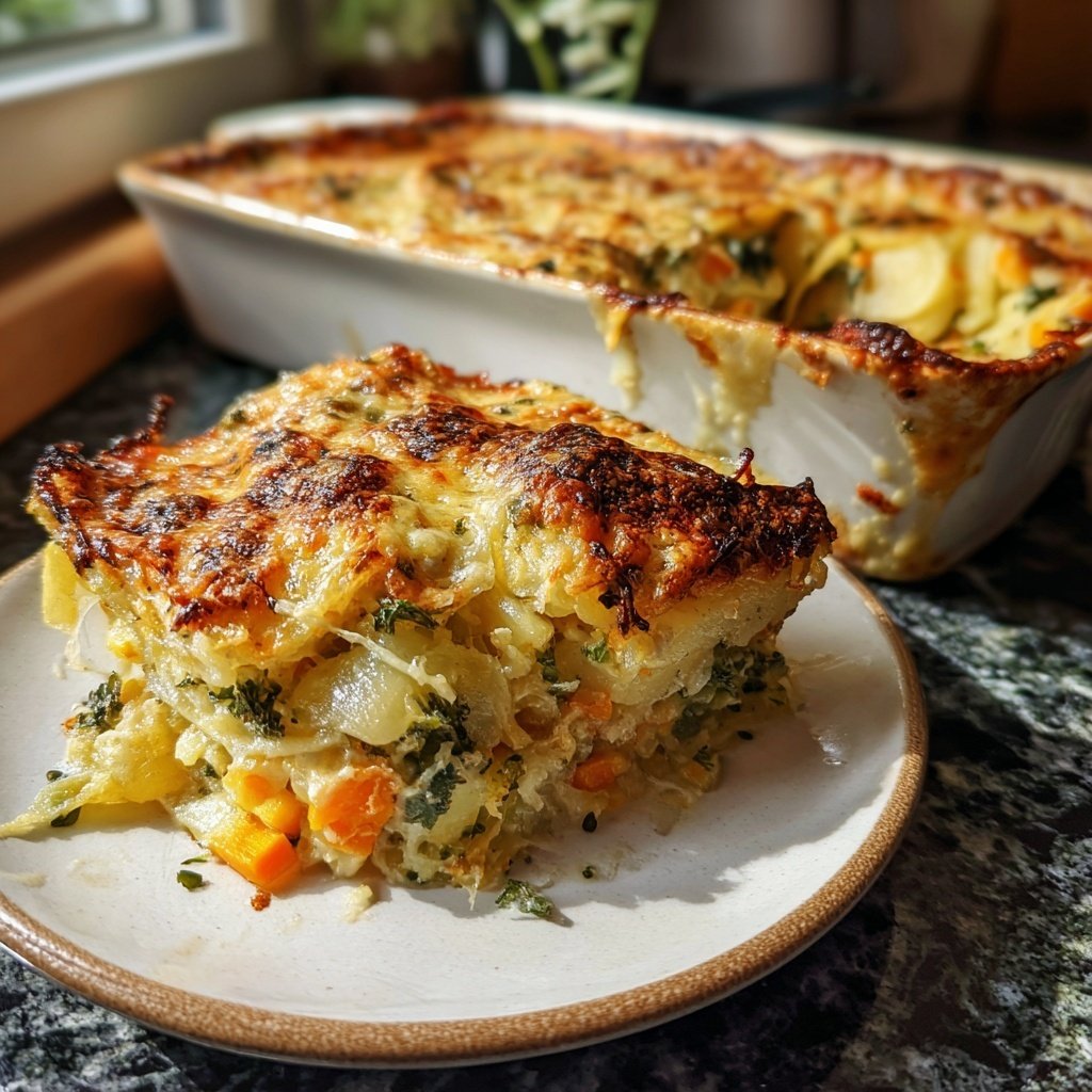 Abendessen mit cremigem Gemüsegratin